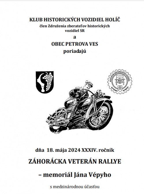 34. ročník Záhorácka veterán rallye - memoriál Jána Vépyho